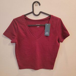 Wild Fable Red/Berry/Maroon Size Medium V Neck Crop Top
